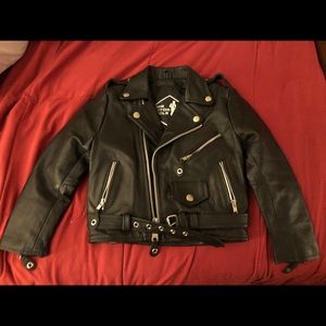 Kids size 10 leather motor cycle jacket